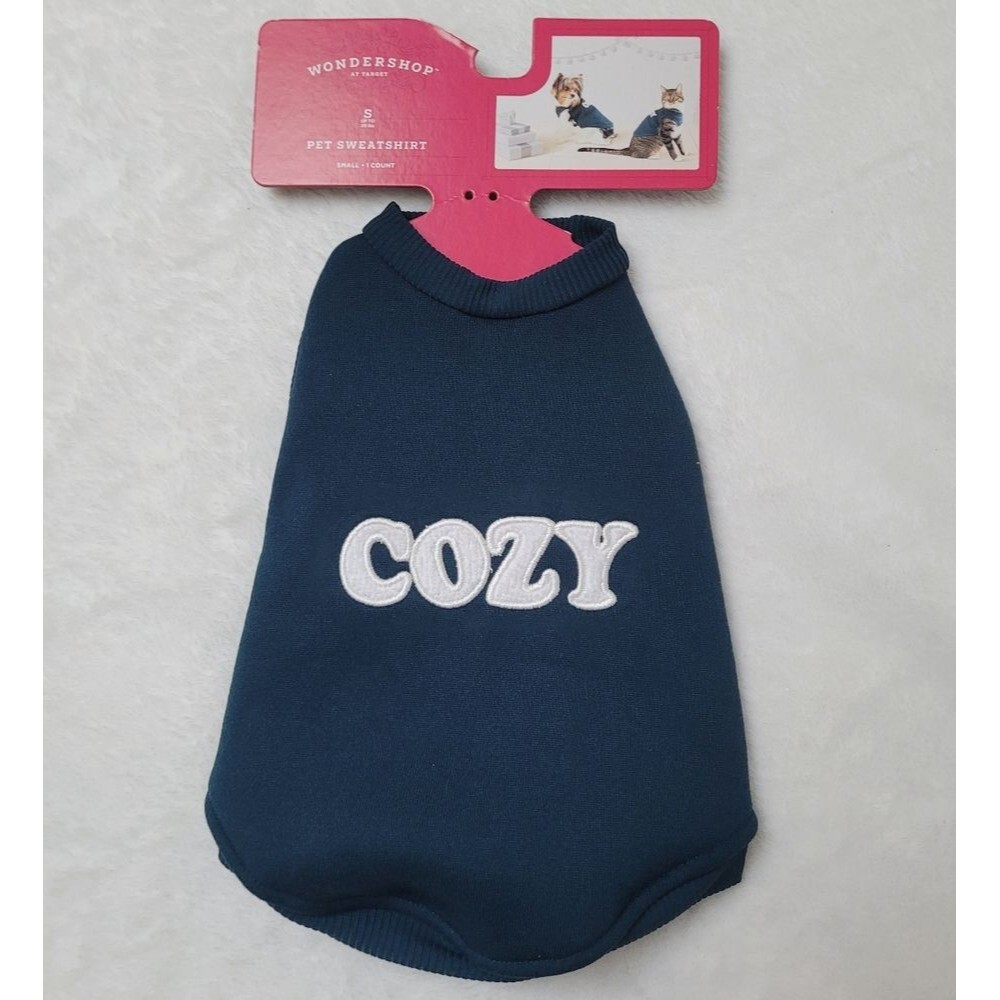Wondershop Pet Cozy Sweatshirt Dark Blue White Embroidered Dogs Cats Small New
